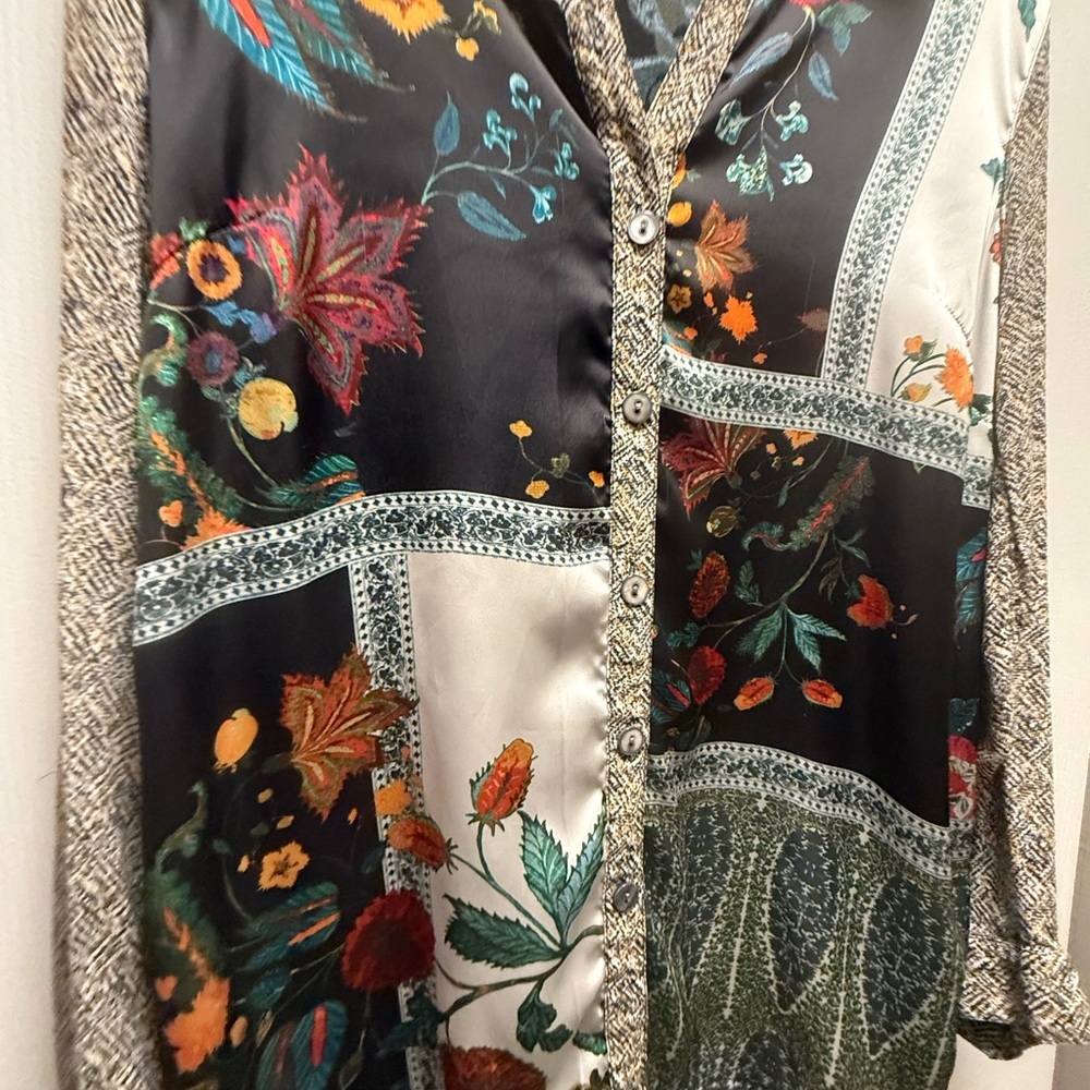 John Mark Multicolor Patchwork Blouse - image 2